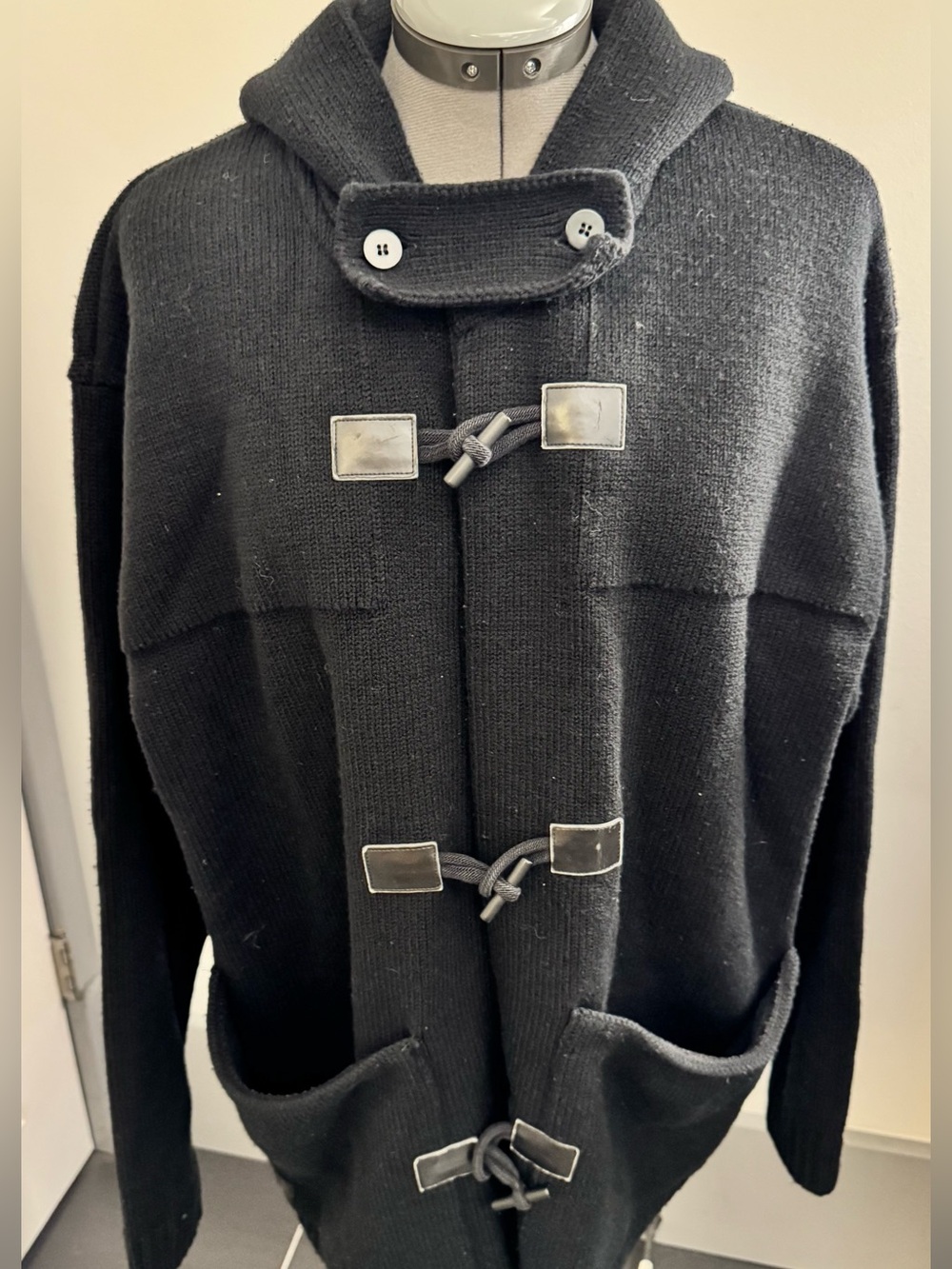 Lacoste Made in France Wool Blend Hooded Duffle Cardigan – Size 6 (US Mens’s L)